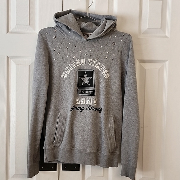 Pink Victoria's Secret Army Strong Hoodie with Bling. Size: M - Picture 4 of 9